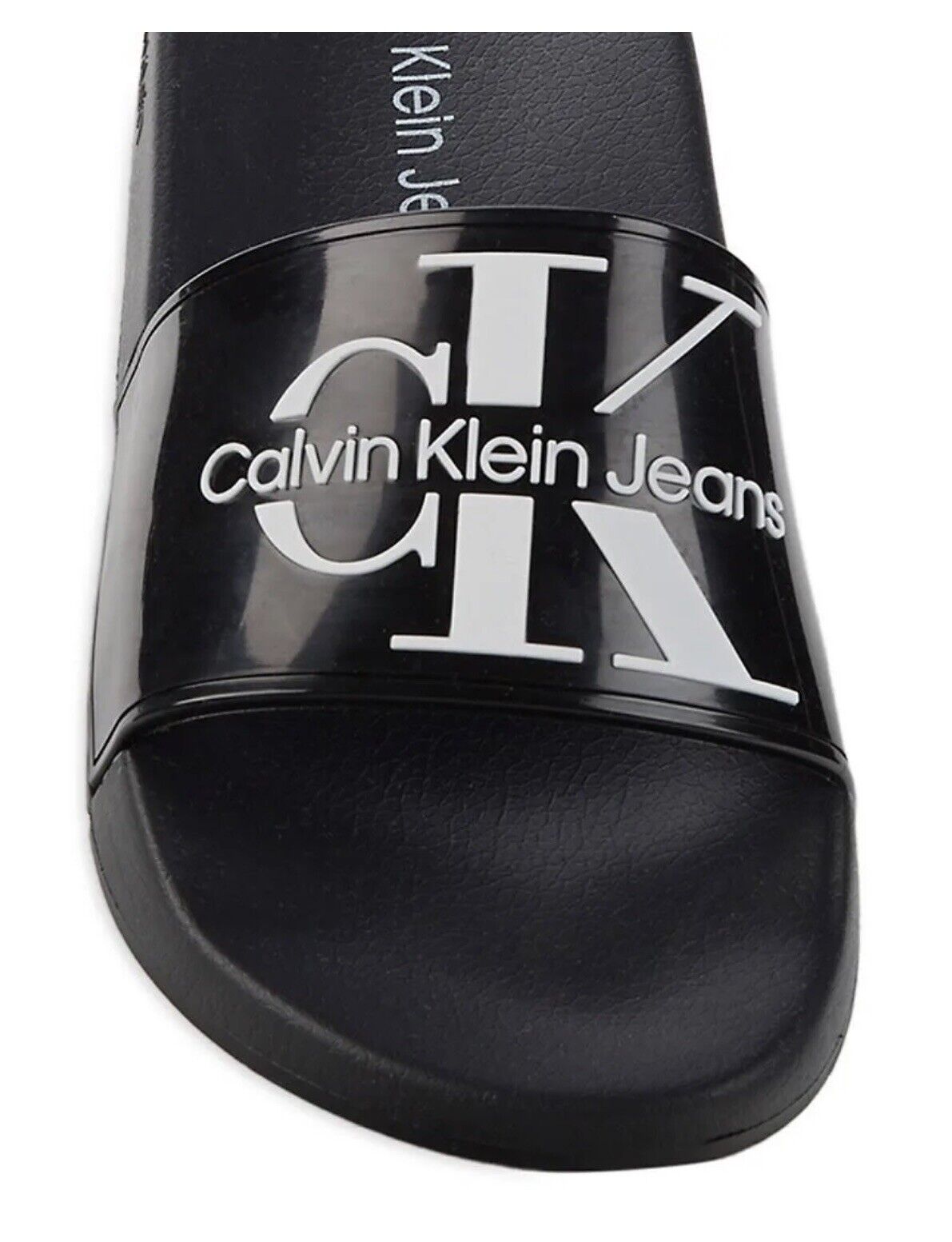 Calvin Klein Jeans Mens Size 7M Avett Monogram Logo Slide Sandal Shower Shoes