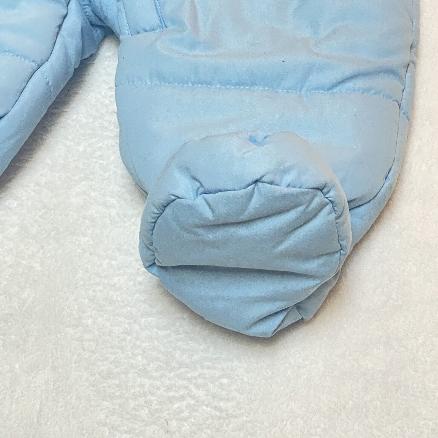 Boys 0-3 Mos Blue Puffer One Piece Snowsuit Coat Full Zip Hood Faded Glory