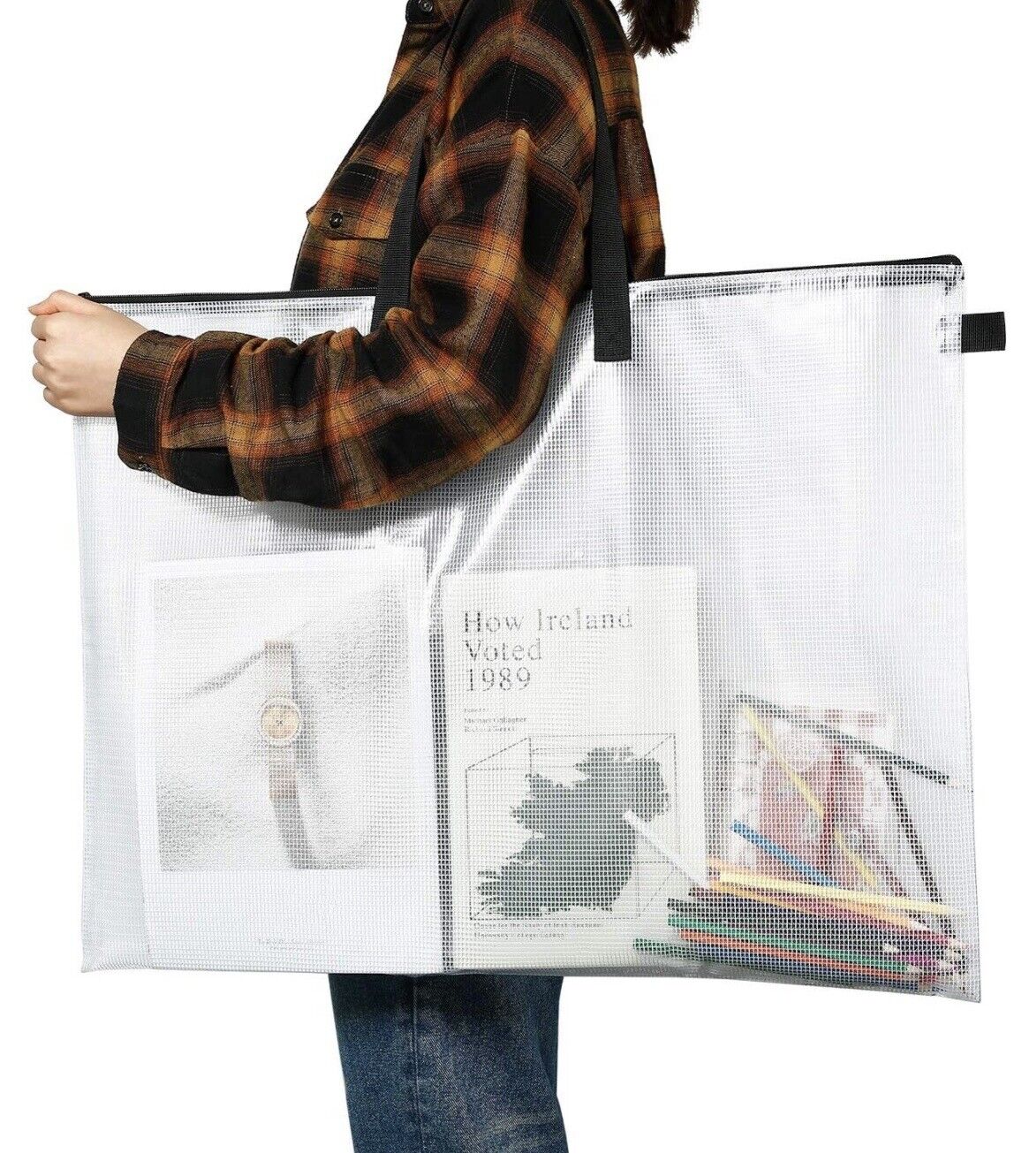 Poster Board Storage Bag 19x25 Art Portfolio Waterproof Vinyl Nylon Handles Zip