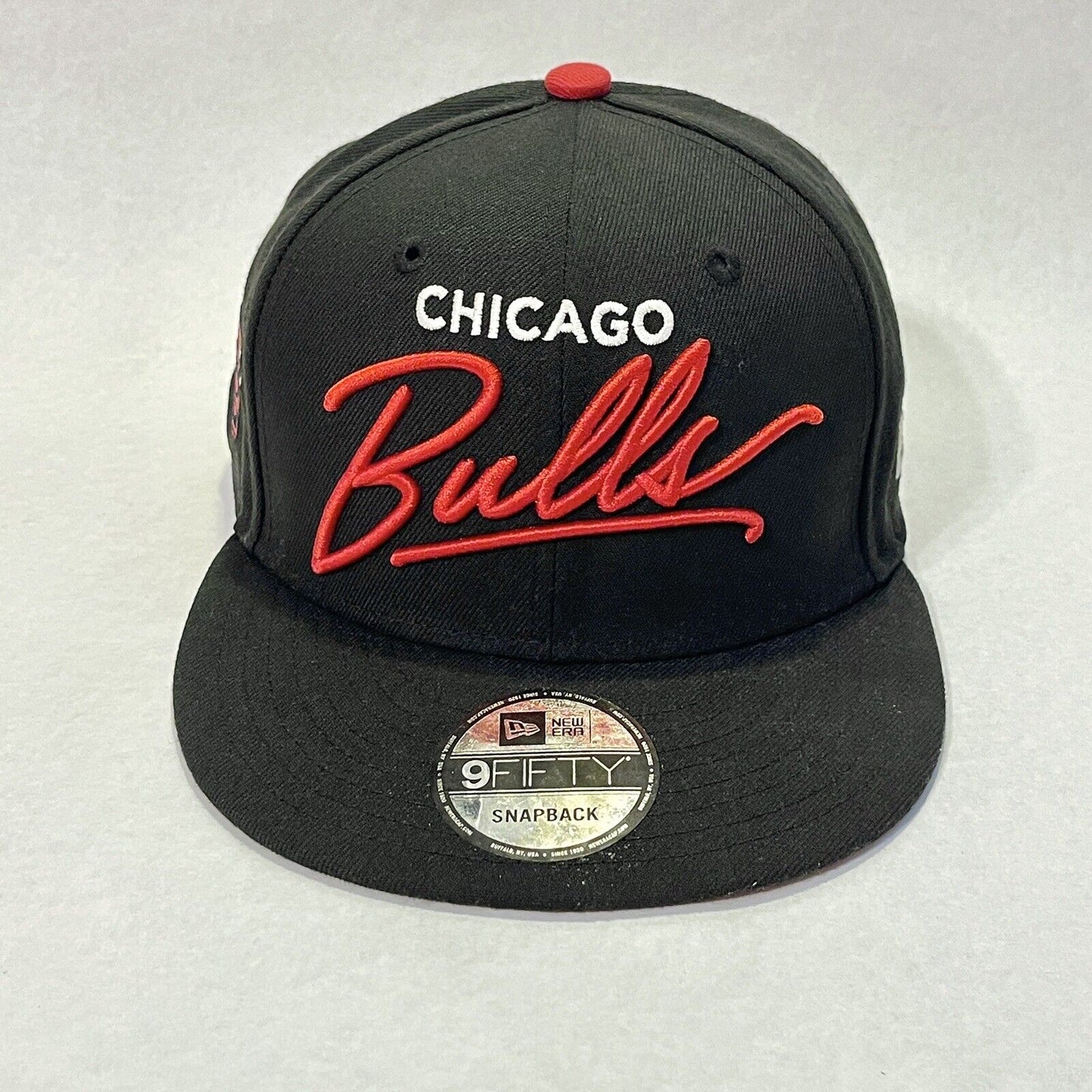 Chicago Bulls Snapback Hat 9FIFTY New Era Black Red Cap NBA Basketball Mens