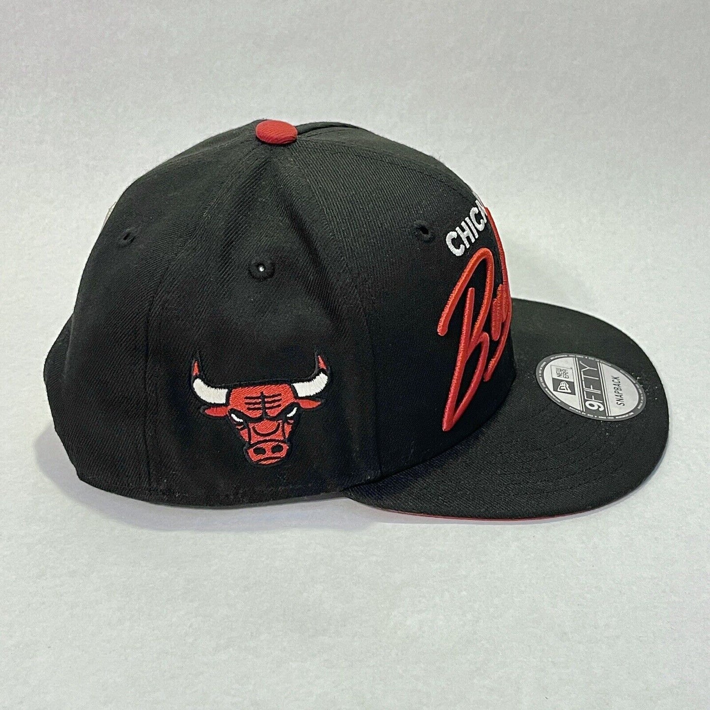 Chicago Bulls Snapback Hat 9FIFTY New Era Black Red Cap NBA Basketball Mens