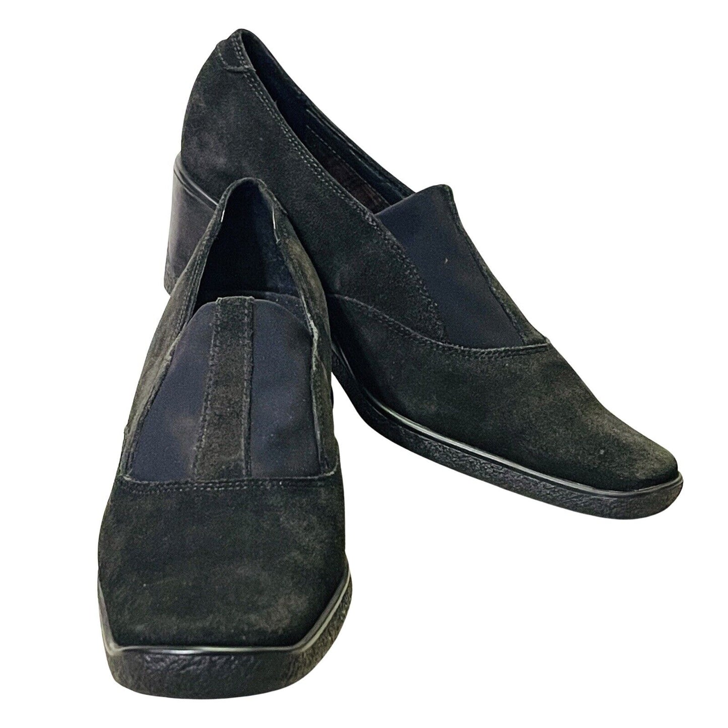 Aquatalia Marvin K Womens 11 Black Suede Leather Wedge Square Toe Loafer Shoes