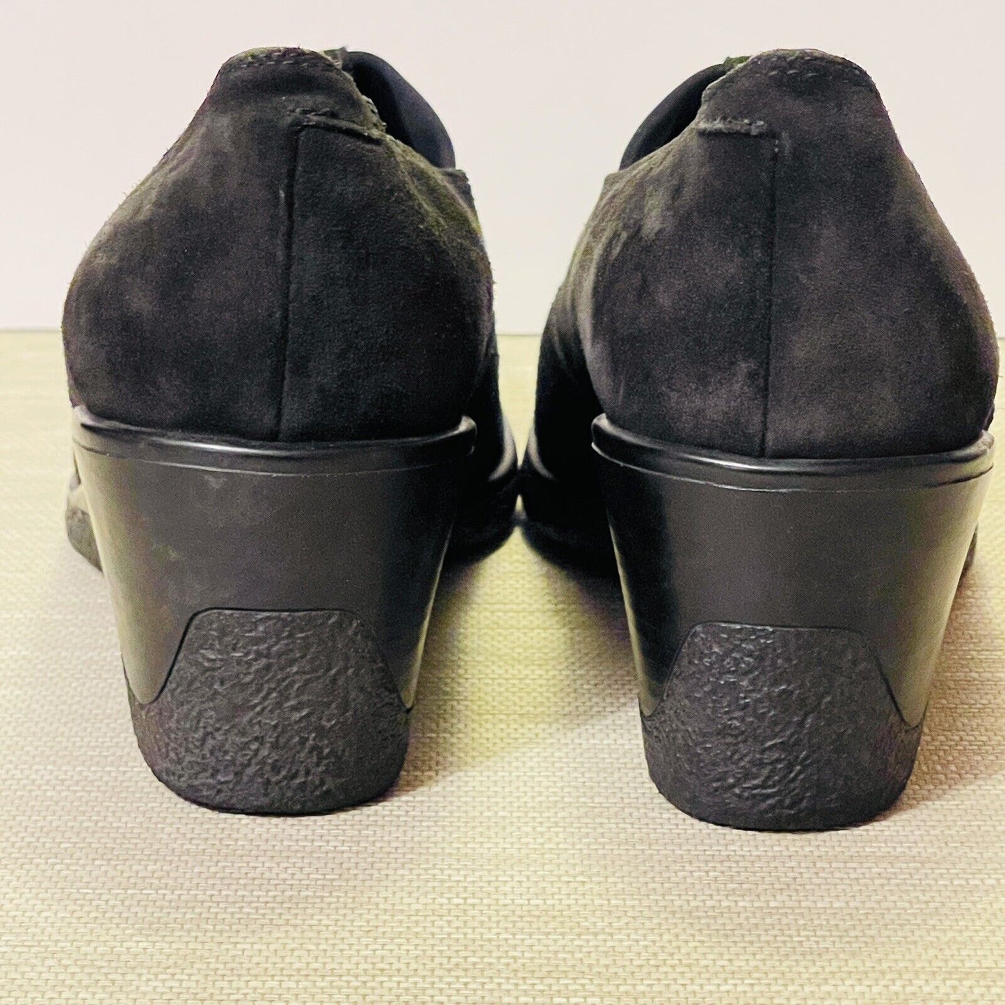 Aquatalia Marvin K Womens 11 Black Suede Leather Wedge Square Toe Loafer Shoes
