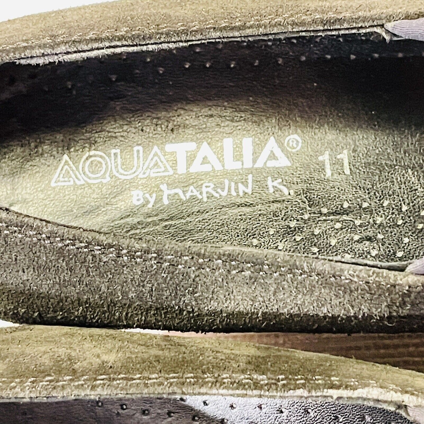 Aquatalia Marvin K Womens 11 Black Suede Leather Wedge Square Toe Loafer Shoes