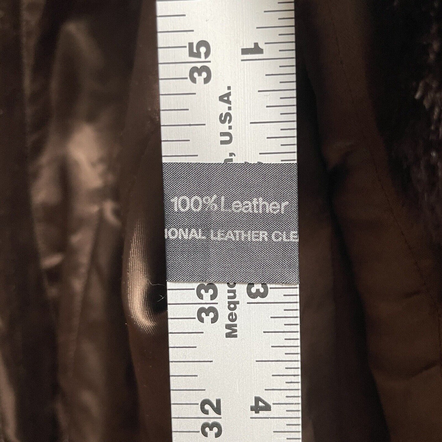 Vintage Maquette HE&I Brown Leather Fur Collar Belted Jacket Coat Lined Mens 40