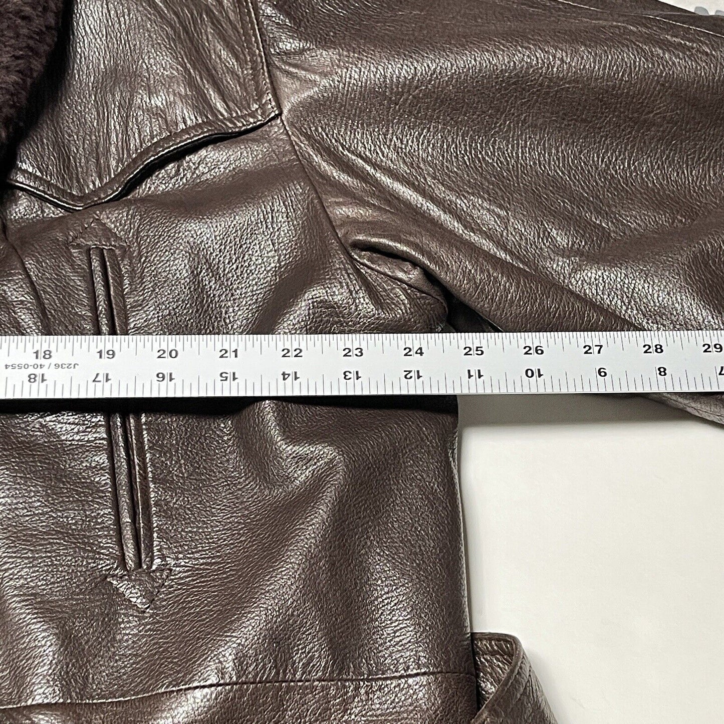 Vintage Maquette HE&I Brown Leather Fur Collar Belted Jacket Coat Lined Mens 40