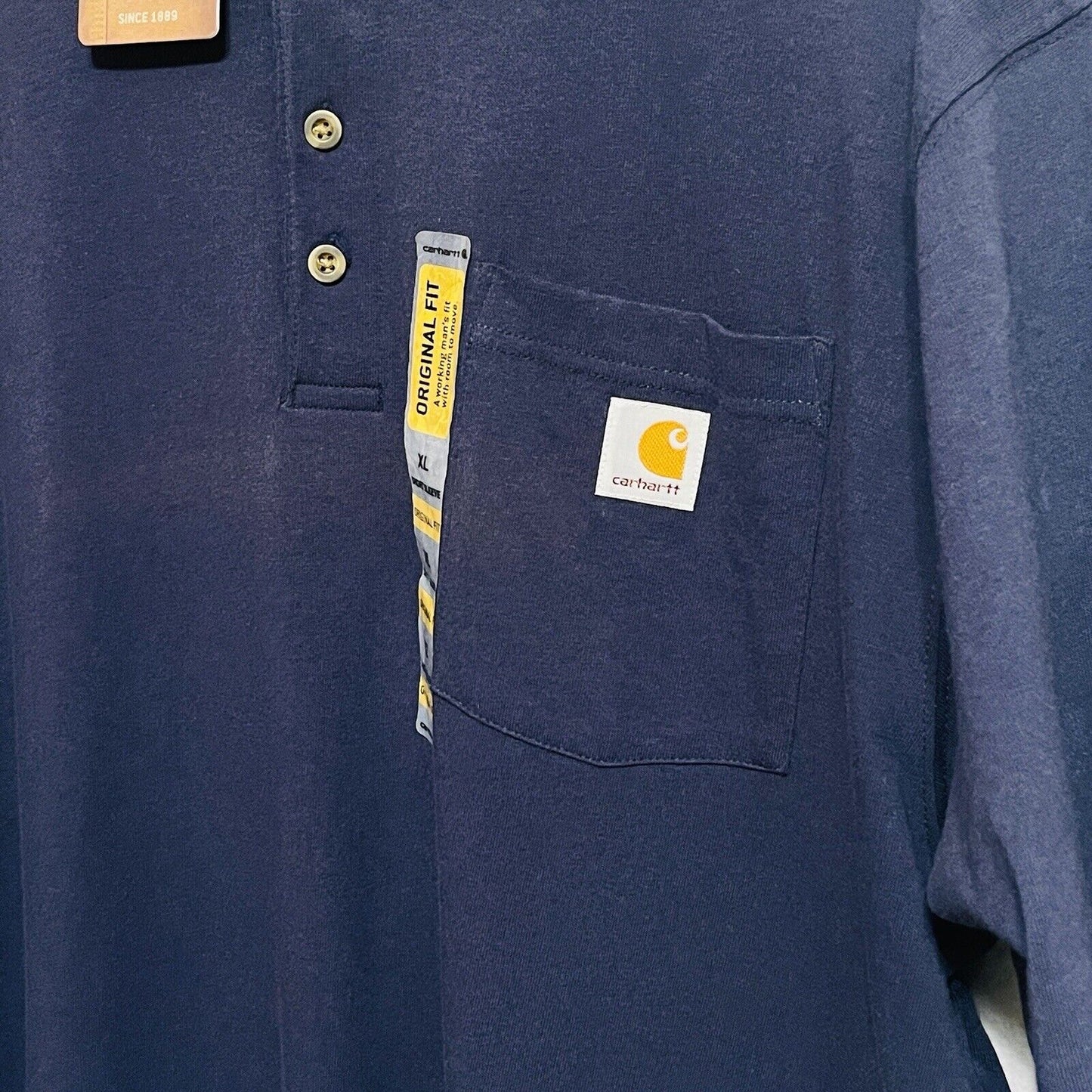 Carhartt NWT Mens Tshirt Size XL Short Sleeve K84 Pocket Button Up Navy Blue