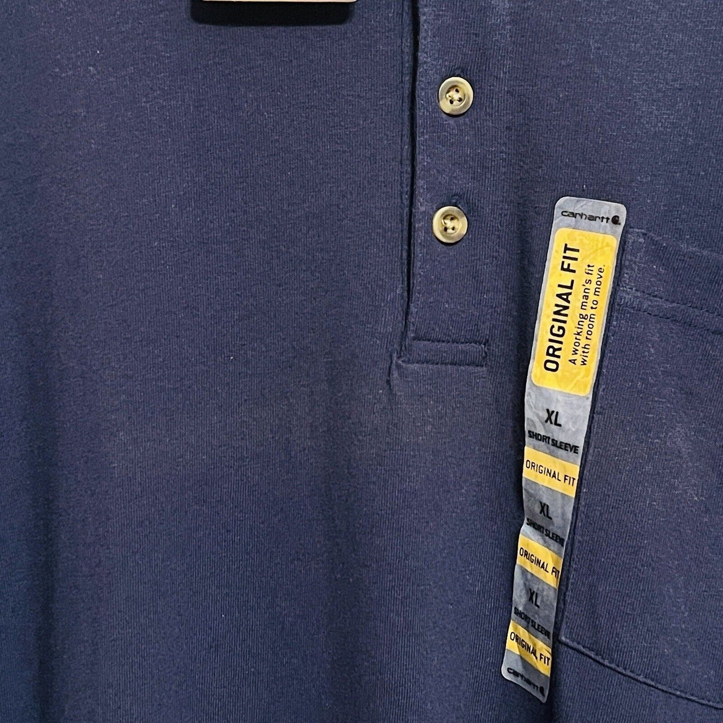 Carhartt NWT Mens Tshirt Size XL Short Sleeve K84 Pocket Button Up Navy Blue
