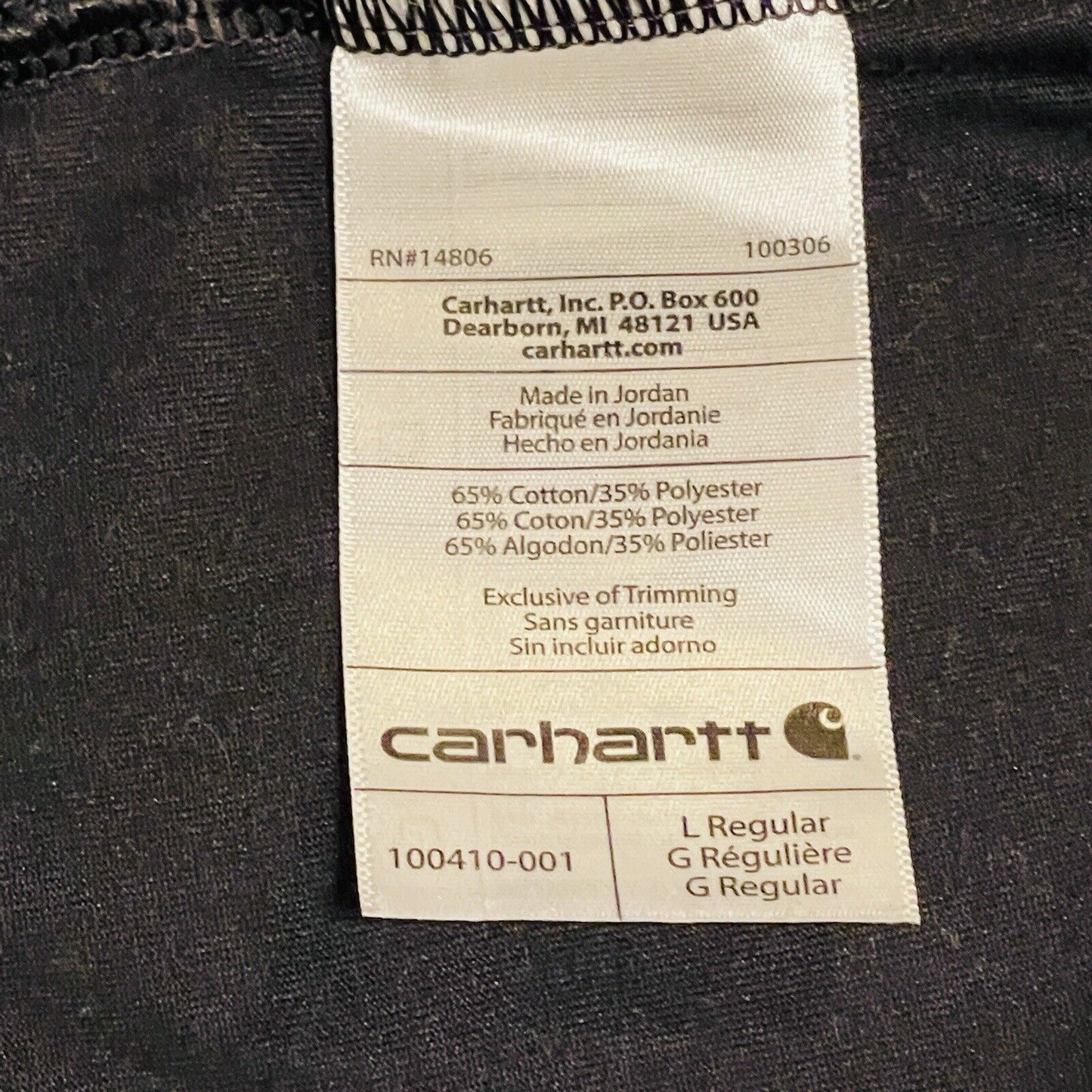 Carhartt Force Mens Size L Short Sleeve Pocket Tshirt Black 100410 Work