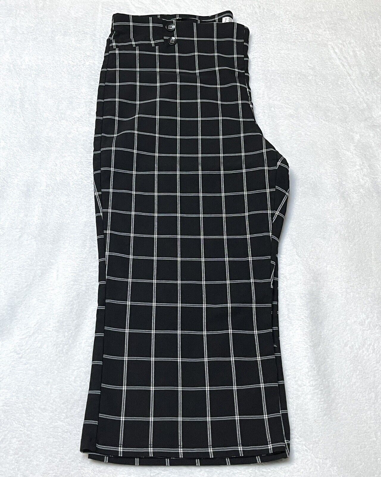 89th + Madison Capri Pants Womens 3XL Pull-On Black White Plaid Rayon Blend