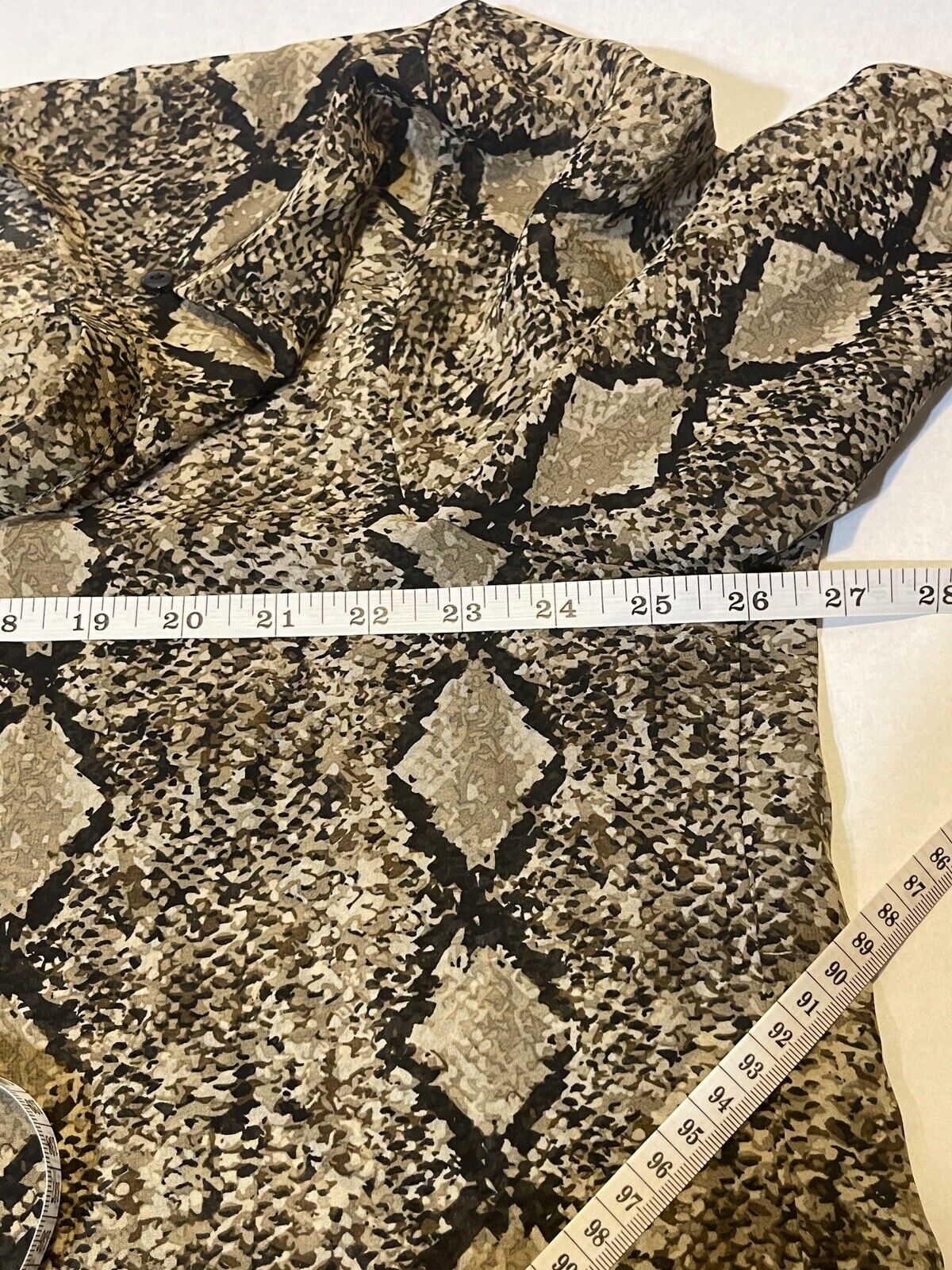 MIX & CO Sheer Shirt Tunic 3X Blouse Snake Print V-Neck Long Top Button Front