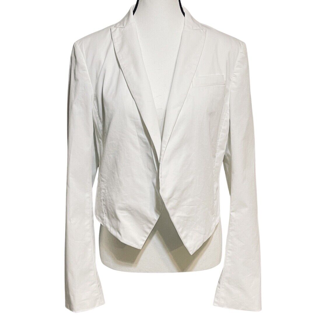 Ann Taylor Crop Jacket Womens 10 White Bolero Open Front Blazer
