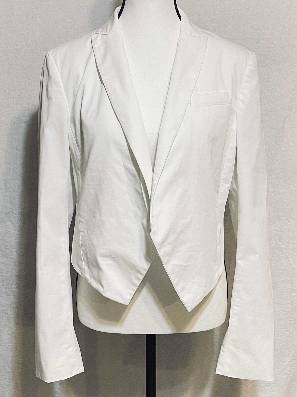 Ann Taylor Crop Jacket Womens 10 White Bolero Open Front Blazer