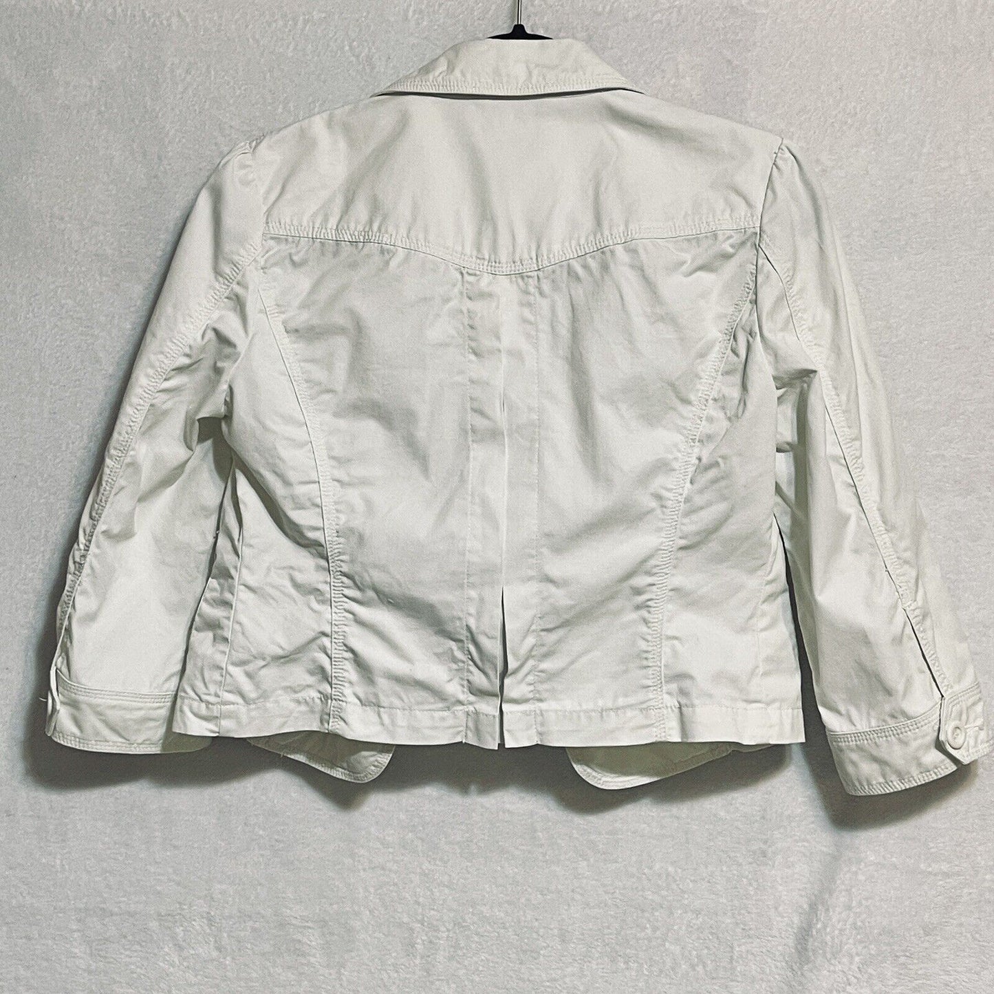 White House Black Market Cropped Jacket Womens 8 WHBM White Utility Top Shacket