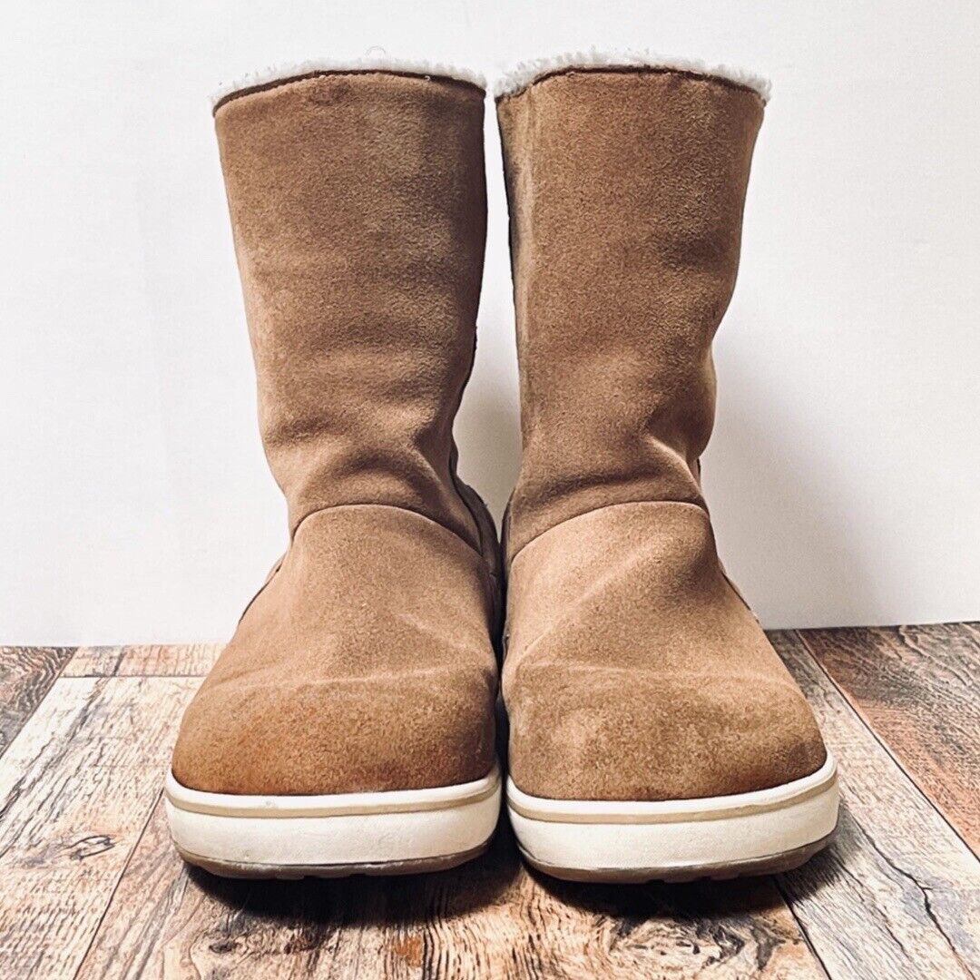 SOREL Glazy Winter Boots Waterproof Womens US 9 UK EU 40 Suede Brown Tan White