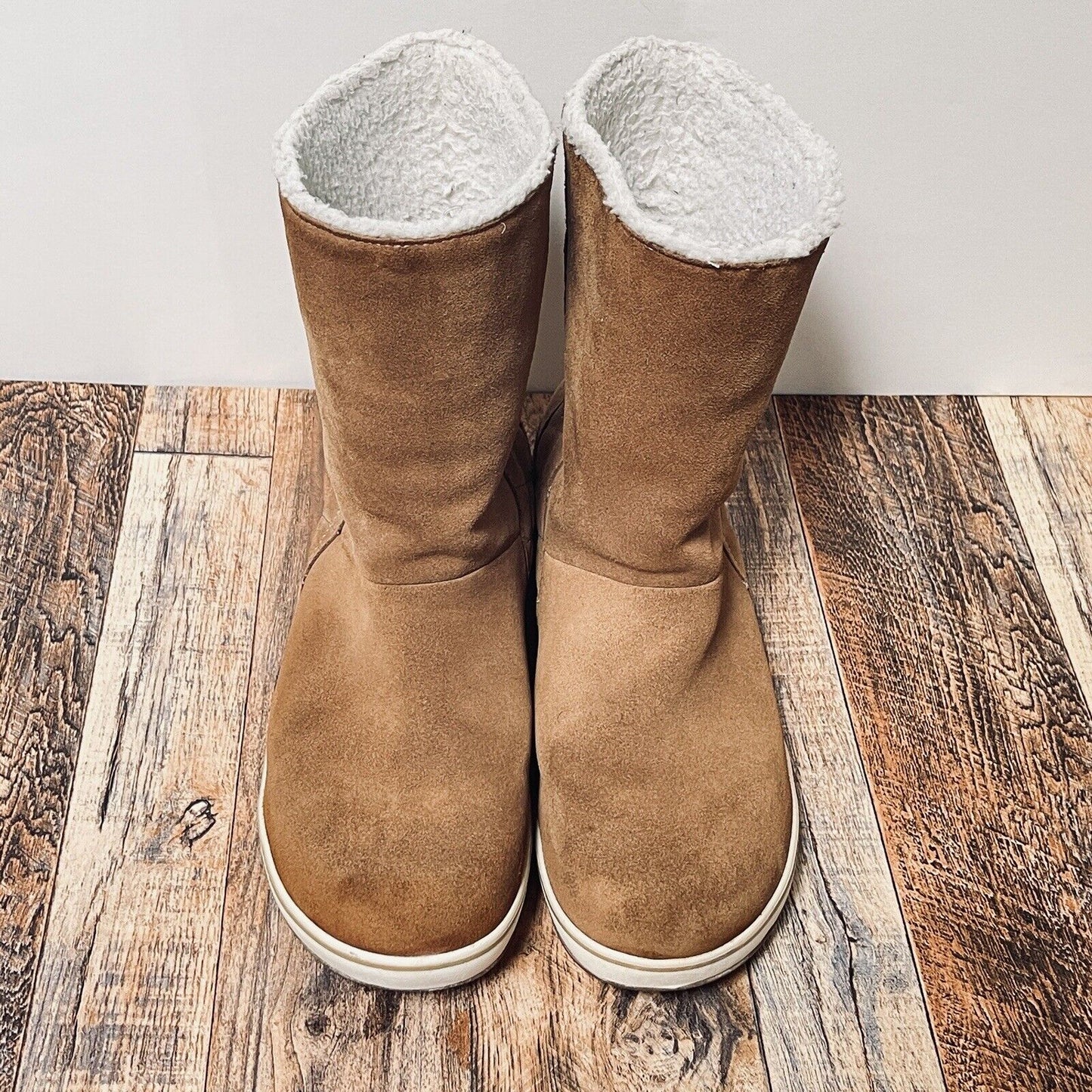 SOREL Glazy Winter Boots Waterproof Womens US 9 UK EU 40 Suede Brown Tan White