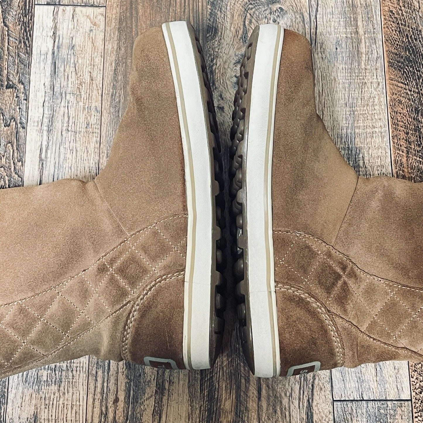 SOREL Glazy Winter Boots Waterproof Womens US 9 UK EU 40 Suede Brown Tan White