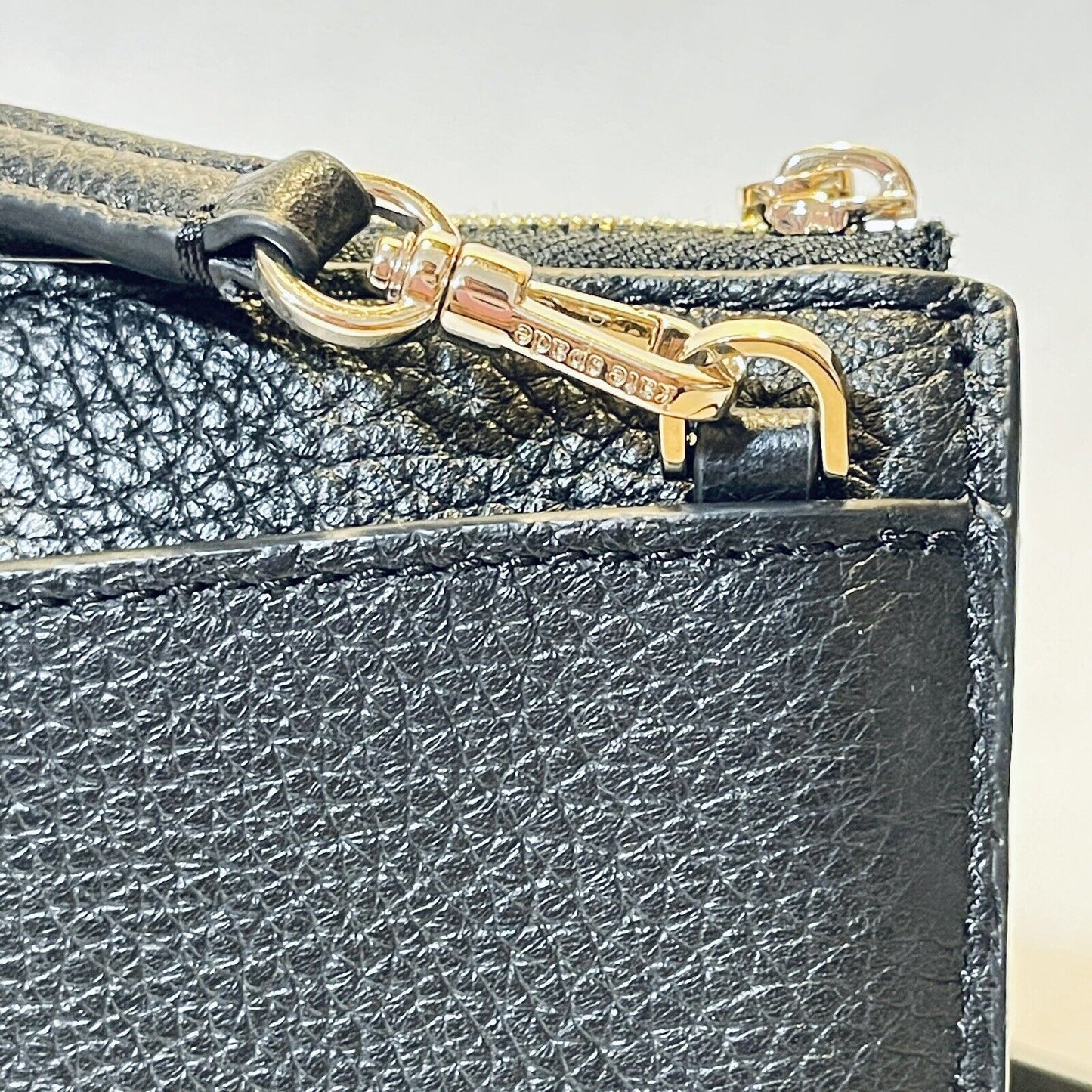 Kate Spade Leila Small Flap Crossbody Bag Pebbled Leather Pouch Purse Black Gold