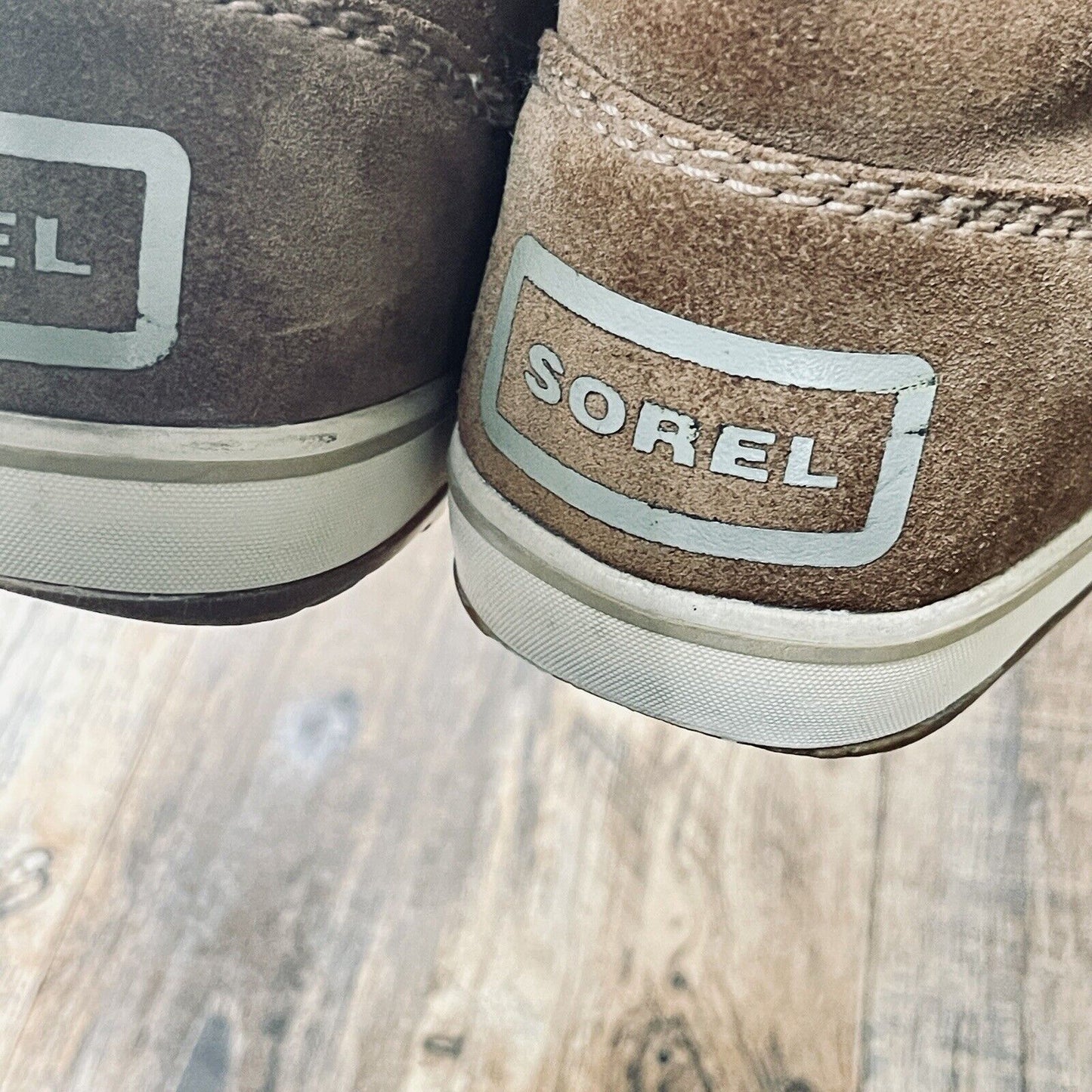 SOREL Glazy Winter Boots Waterproof Womens US 9 UK EU 40 Suede Brown Tan White
