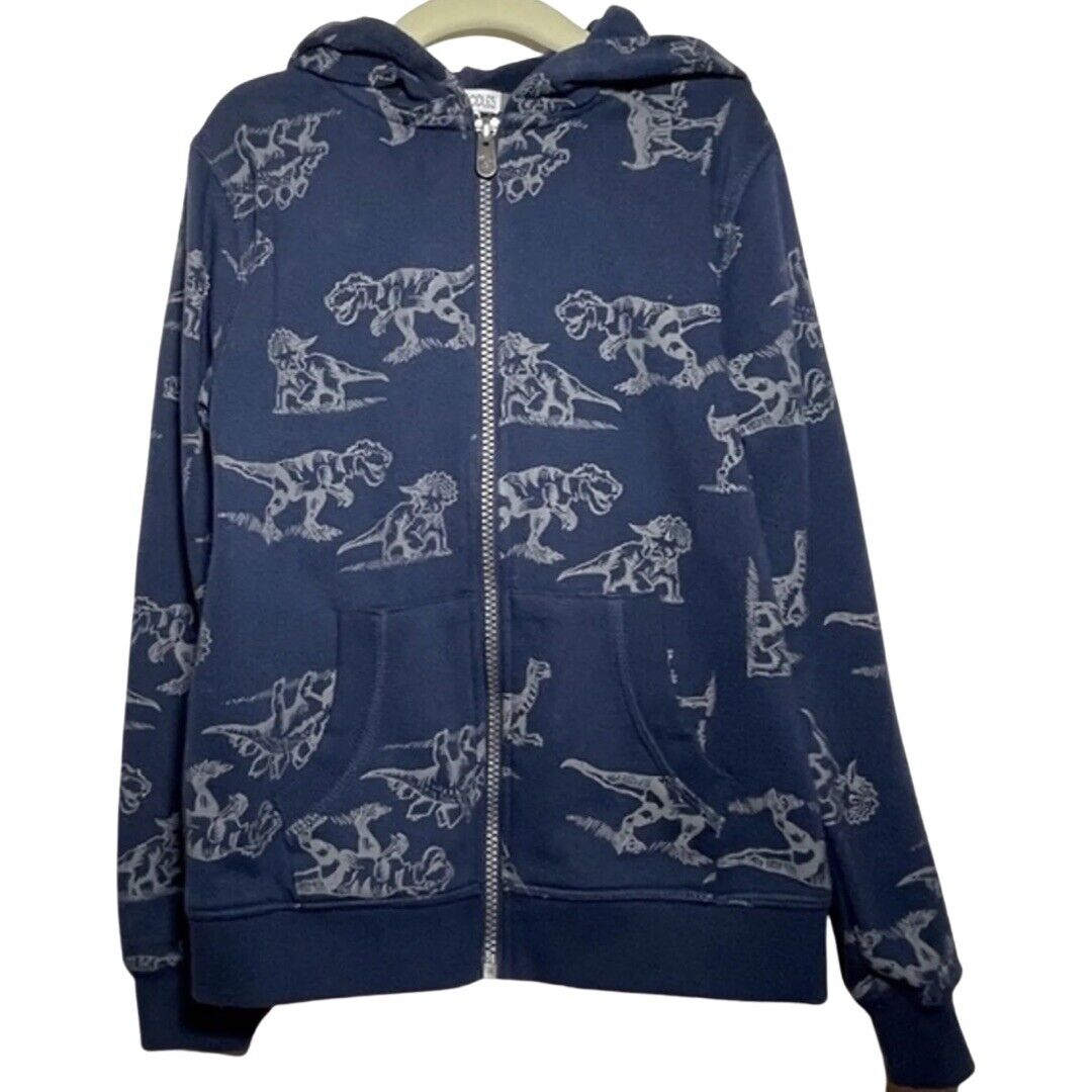 Flapdoodles Boys Size 7 Zip Front Hoodie Long Sleeve Sweatshirt Dinosaur