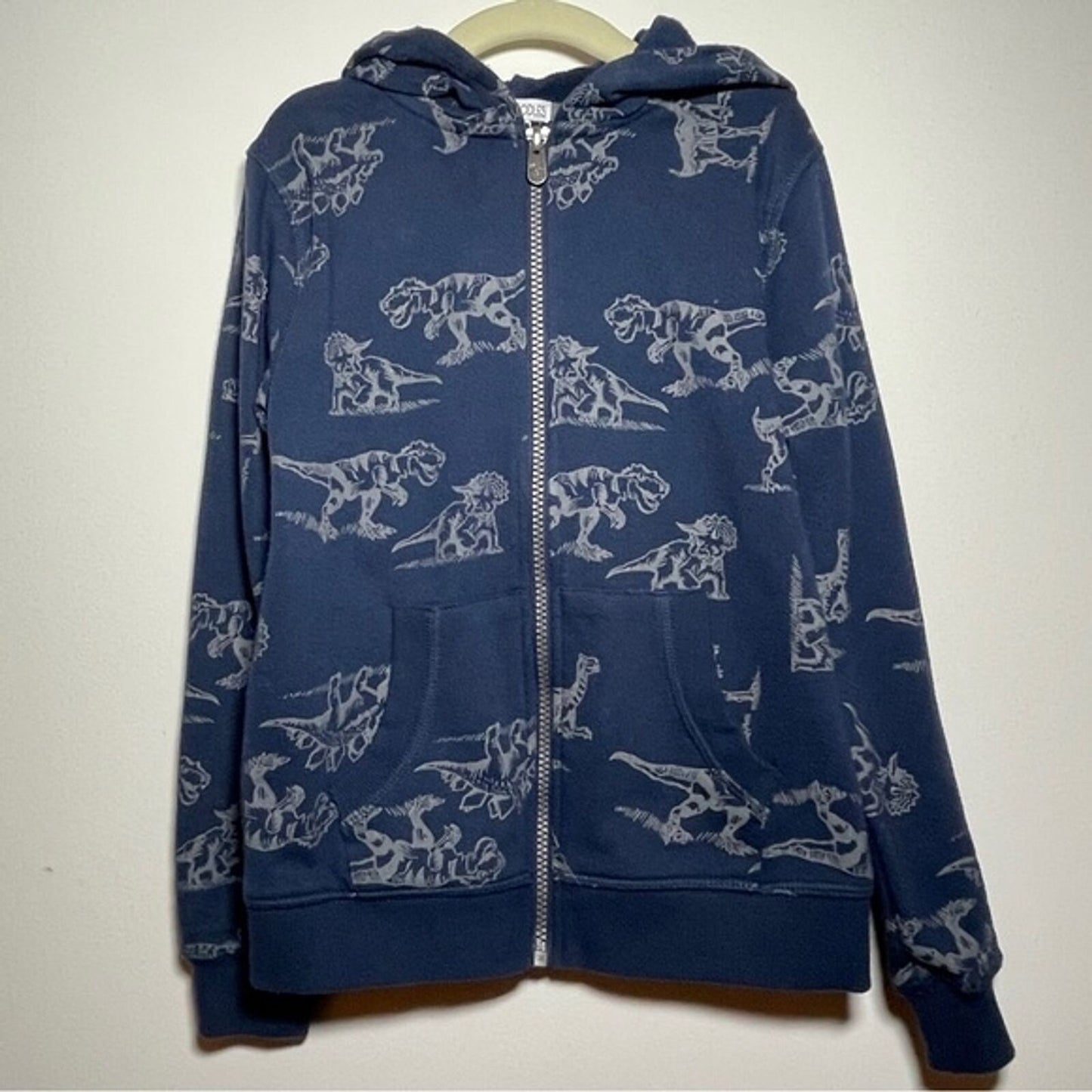 Flapdoodles Boys Size 7 Zip Front Hoodie Long Sleeve Sweatshirt Dinosaur