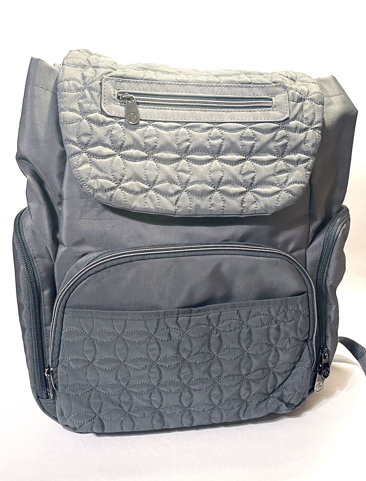 Fisher-Price Avery Diaper Bag Backpack Quilted Gray Insulated Bottle Pocket Tech