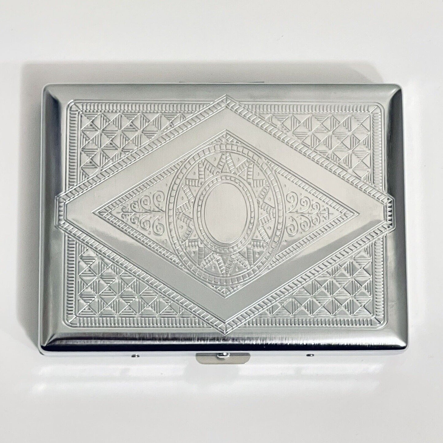 Victorian Style Metal Cigarette Case Crush Proof Holds King 100s Diamond Pattern