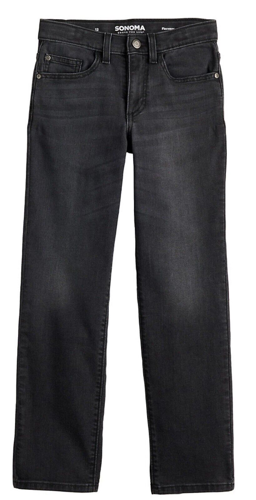 Sonoma Jeans Boys Sz 8 Straight Slim Fit Black Faded Wash Adjustable Waist