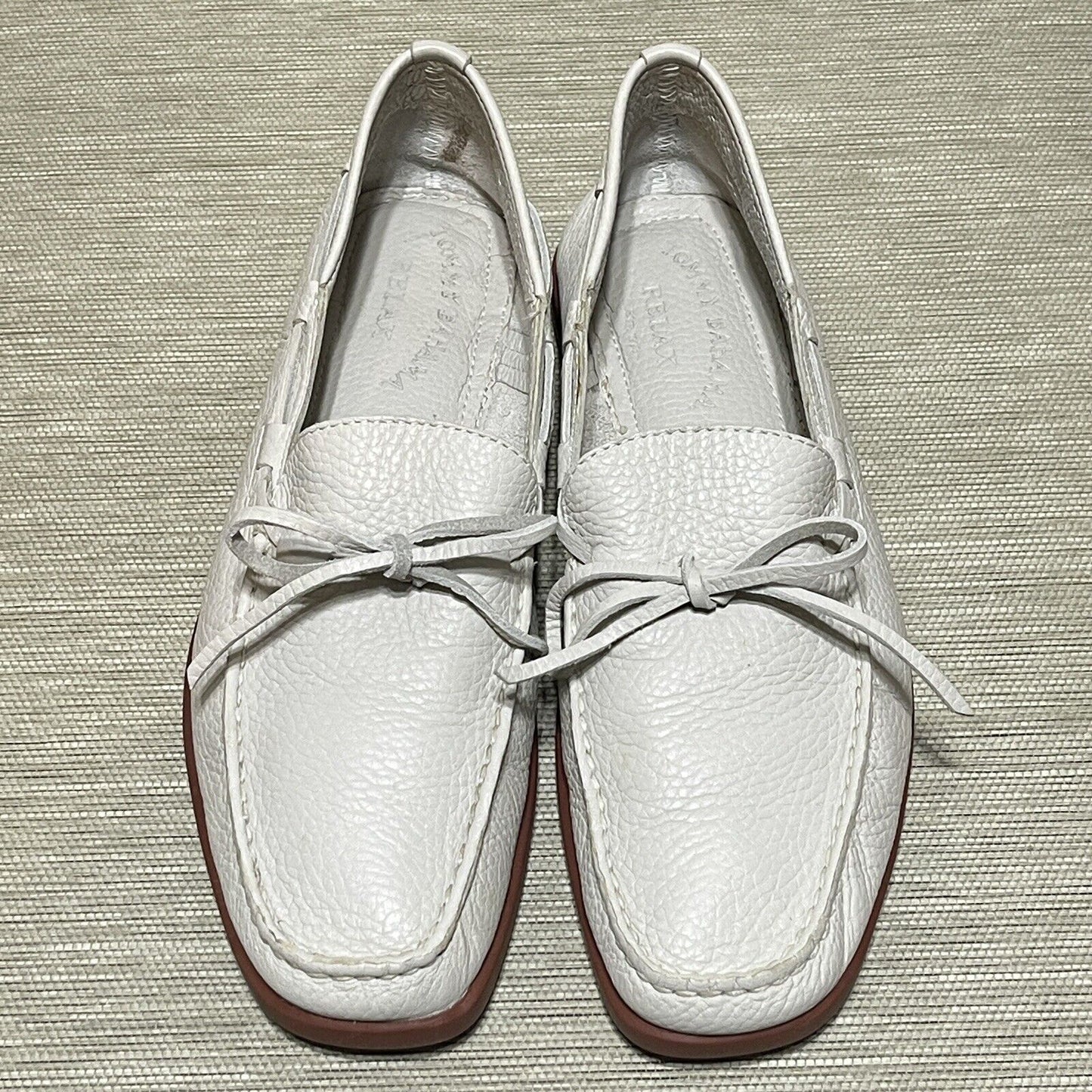 Tommy Bahama Mens Sz 10 M Barbados Boat Shoes Light Gray Leather Loafer Slip On