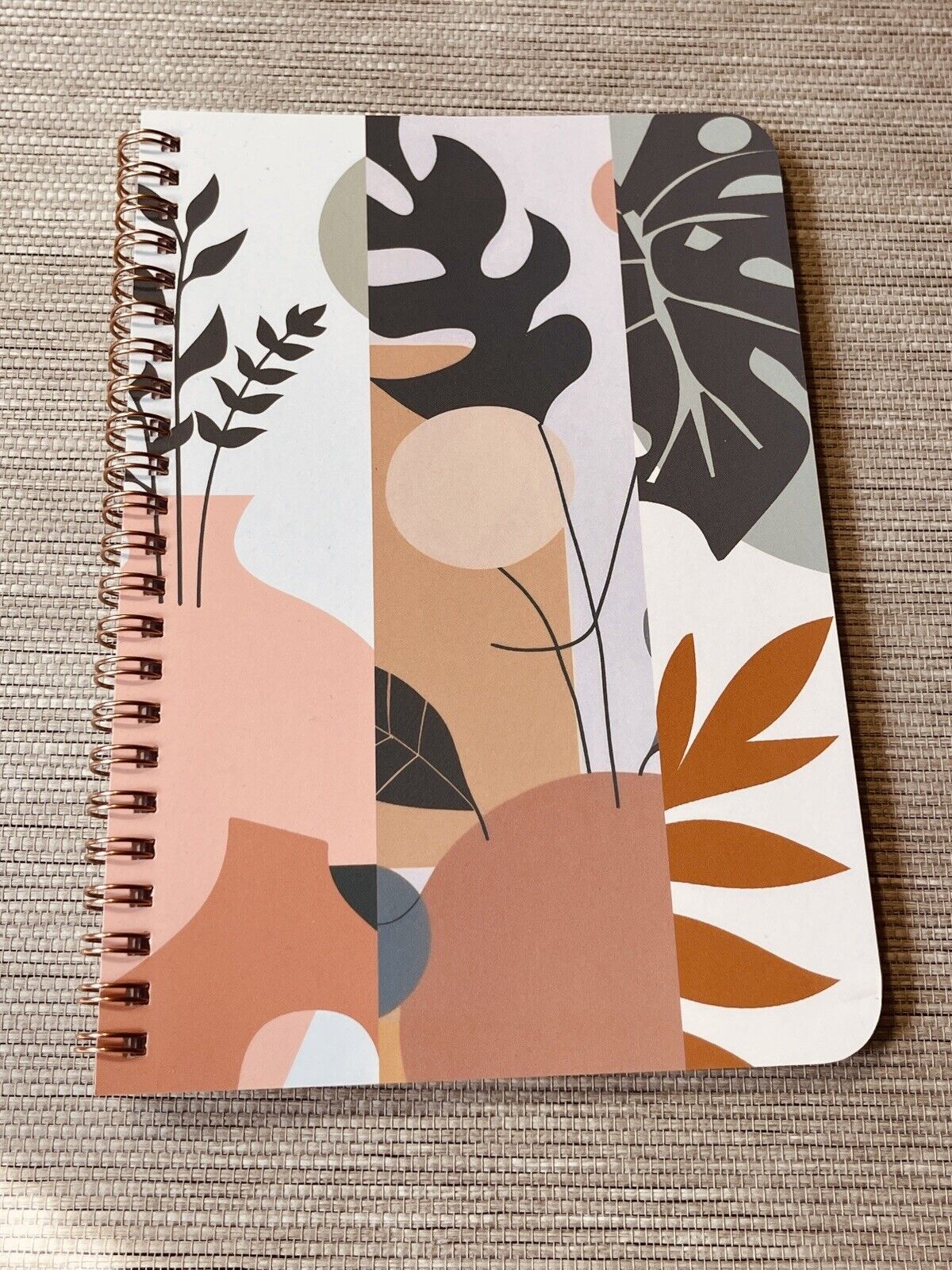 Boho Plants Spiral Notebook 5.5x8in Journal 84 Unlined Pages Soft Cover Handmade