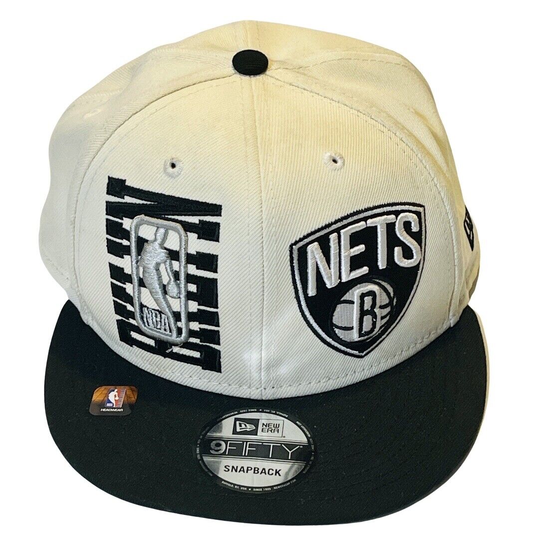 Brooklyn Nets Snapback Hat 9FIFTY New Era Black Beige Cap NBA Basketball Mens