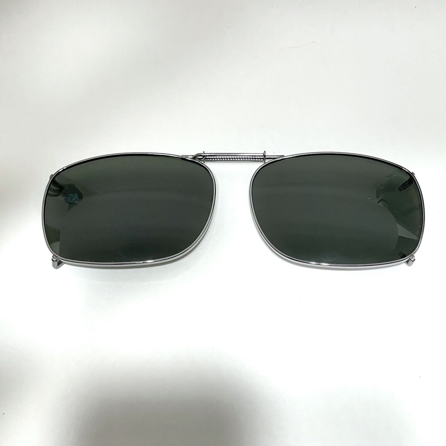 Polar Optics Clip-On Sunglasses Silver Adjustable Frame With Case Rectangle