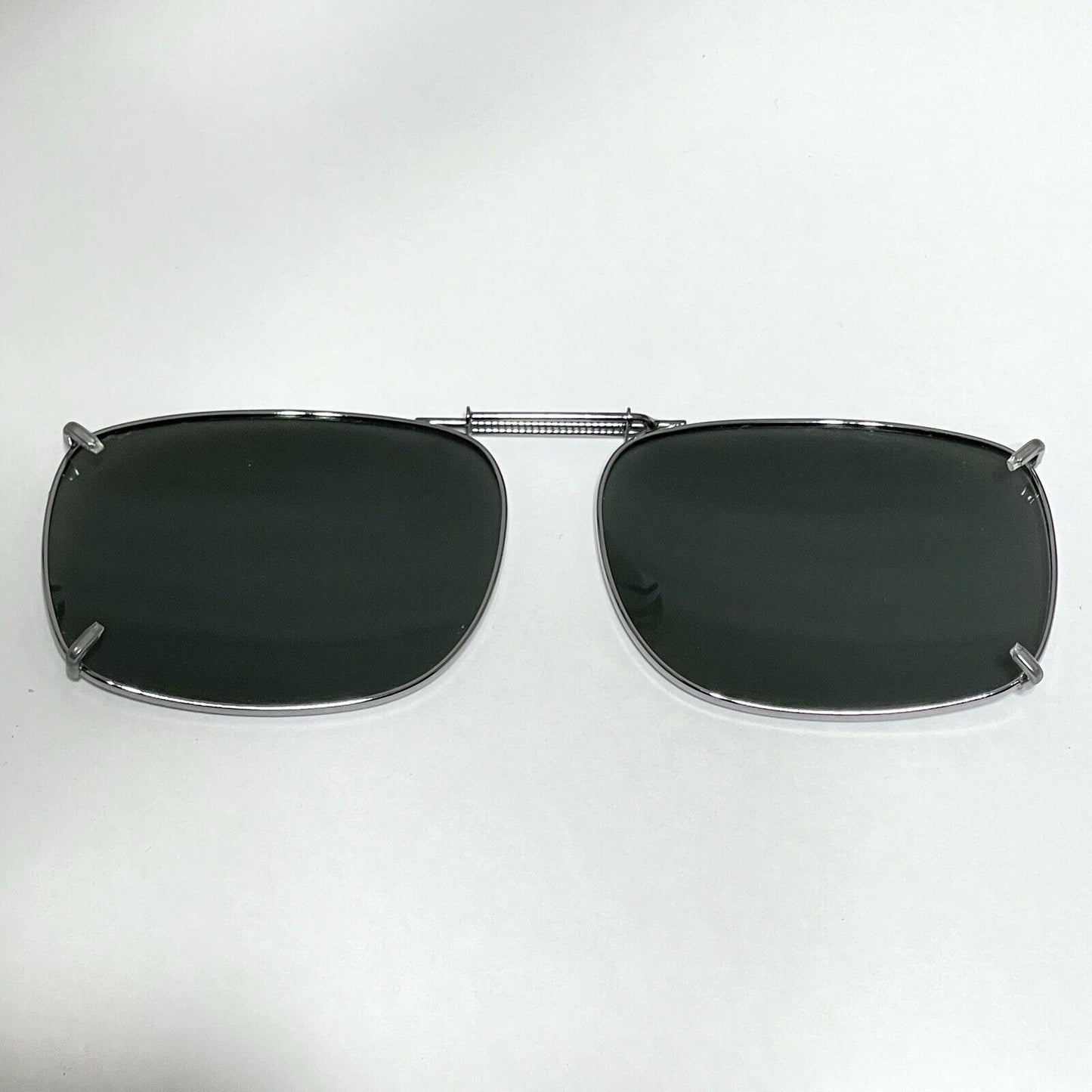 Polar Optics Clip-On Sunglasses Silver Adjustable Frame With Case Rectangle