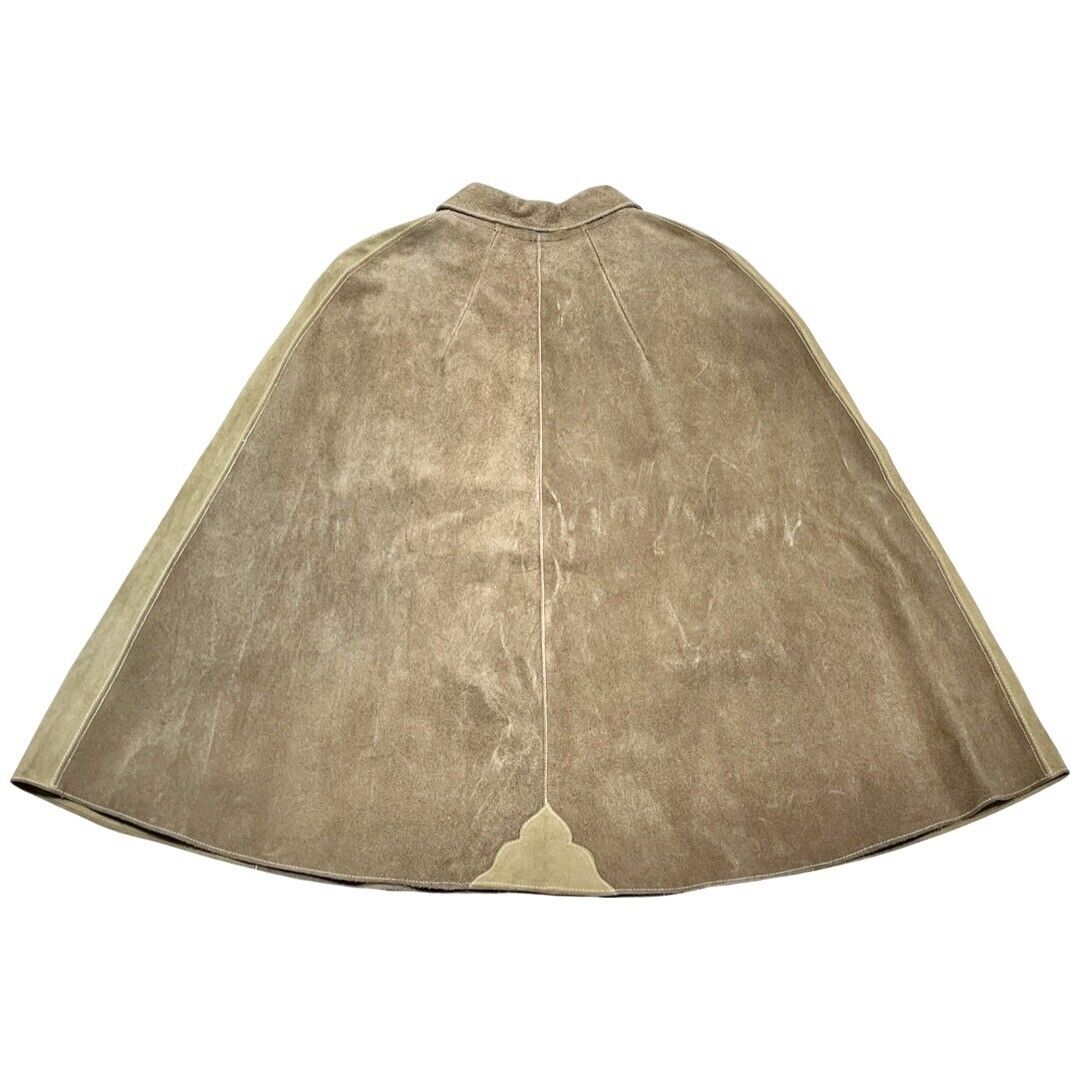 Vintage 60s Mexican Suede Leather Poncho Sz L Cape Boho Western Hippie Jacket
