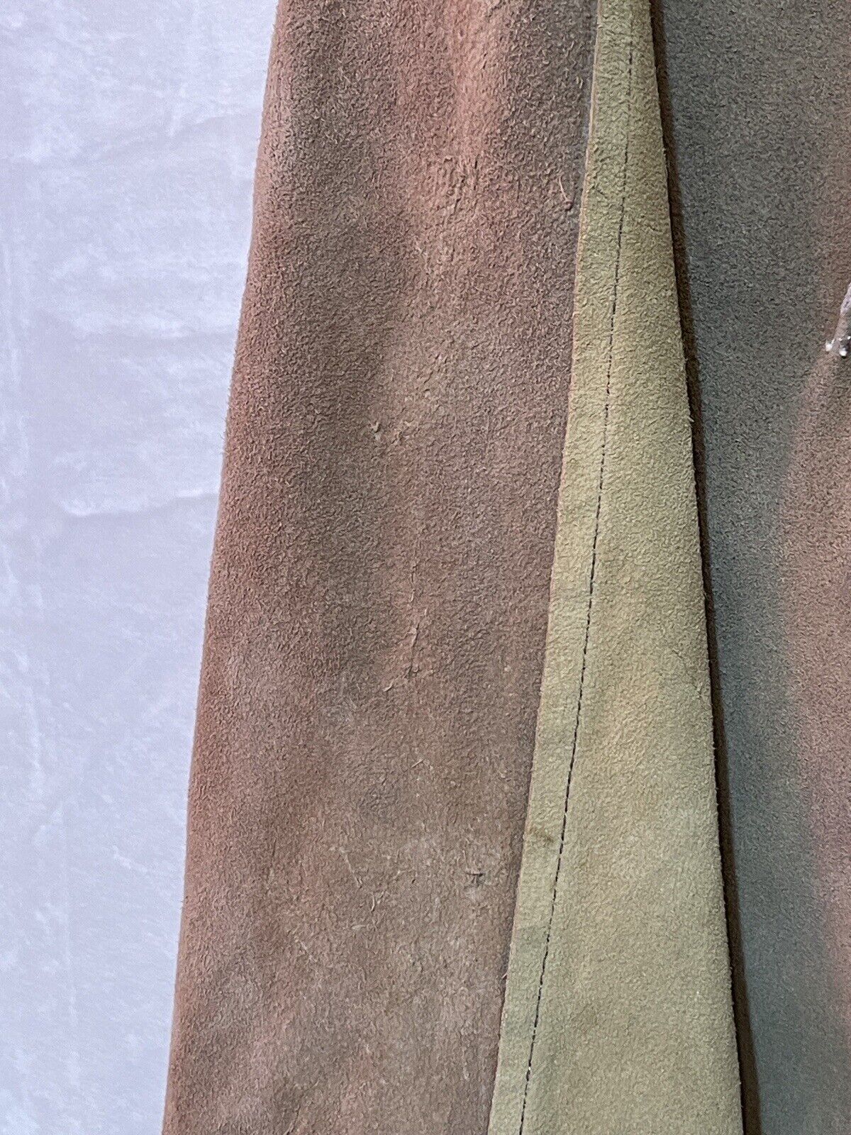 Vintage 60s Mexican Suede Leather Poncho Sz L Cape Boho Western Hippie Jacket