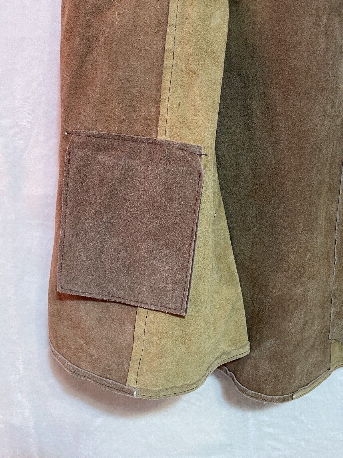 Vintage 60s Mexican Suede Leather Poncho Sz L Cape Boho Western Hippie Jacket