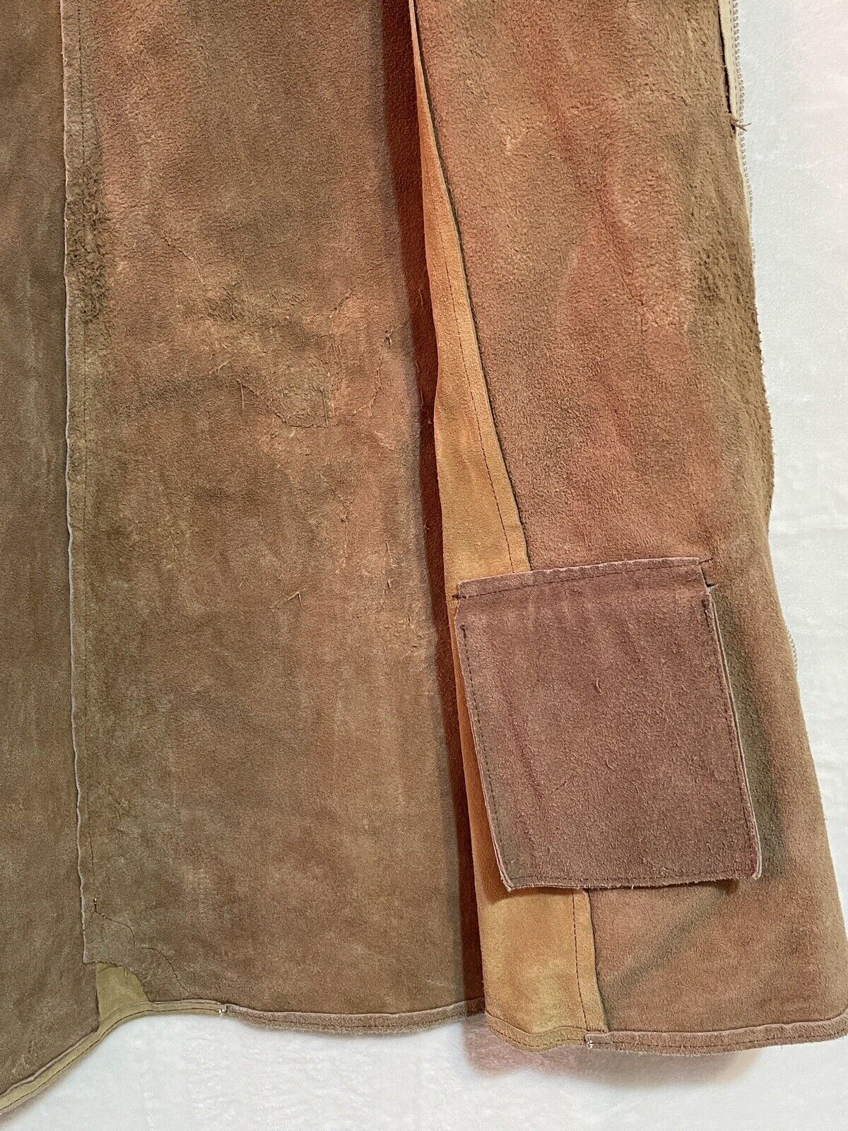Vintage 60s Mexican Suede Leather Poncho Sz L Cape Boho Western Hippie Jacket