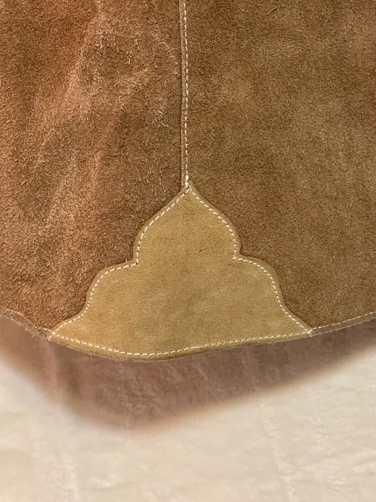 Vintage 60s Mexican Suede Leather Poncho Sz L Cape Boho Western Hippie Jacket