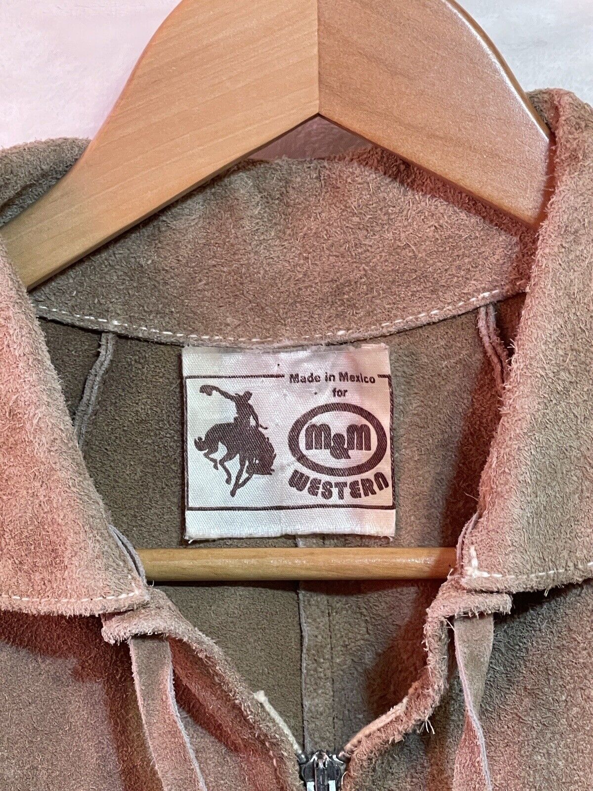 Vintage 60s Mexican Suede Leather Poncho Sz L Cape Boho Western Hippie Jacket