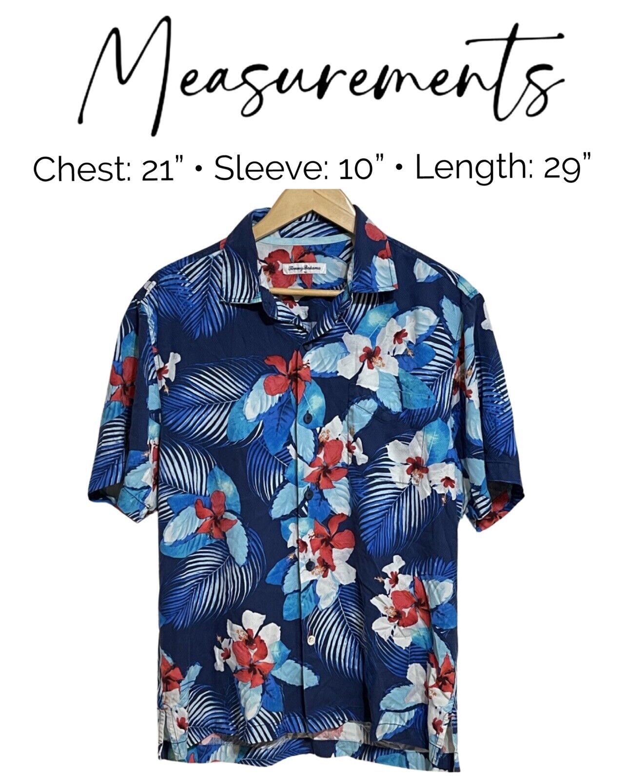 Tommy Bahama Silk Hawaiian Shirt Mens M Blue Tropical Palm Trees Ocean