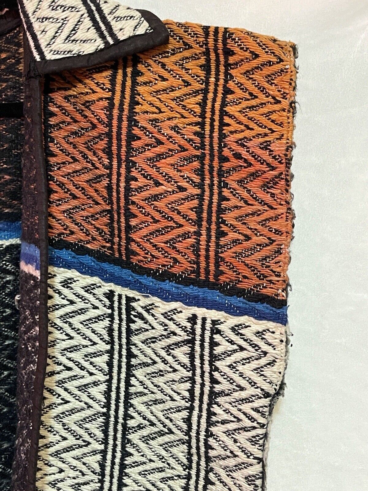 Vintage 60s Mexican Blanket Vest XL Serape Ruana Retro Poncho Fringe Pockets