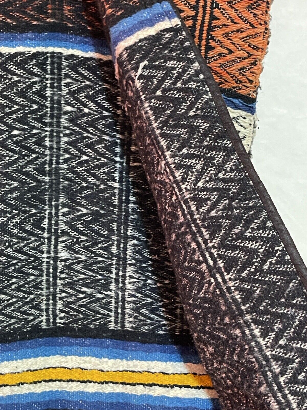 Vintage 60s Mexican Blanket Vest XL Serape Ruana Retro Poncho Fringe Pockets