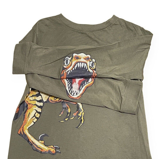 Rumi + Ryder Boys M Dinosaur T-shirt Green Long Sleeve Graphic Tee 100% Cotton