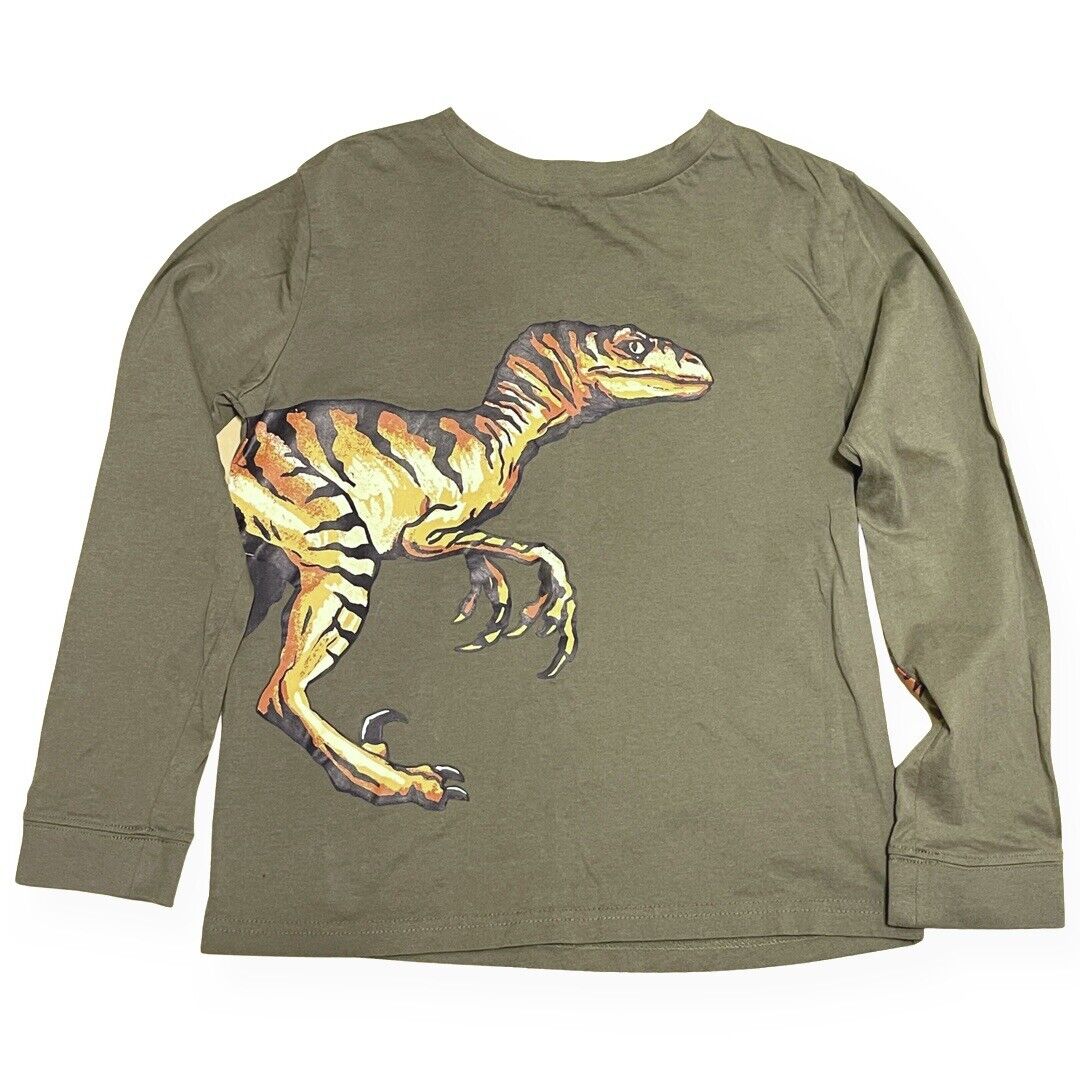 Rumi + Ryder Boys M Dinosaur T-shirt Green Long Sleeve Graphic Tee 100% Cotton