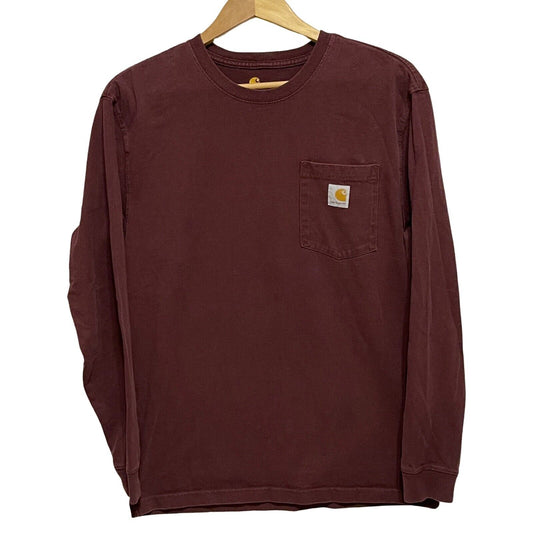 Carhartt K126 Mens Size M Long Sleeve Pocket Tshirt Original Fit Port Maroon