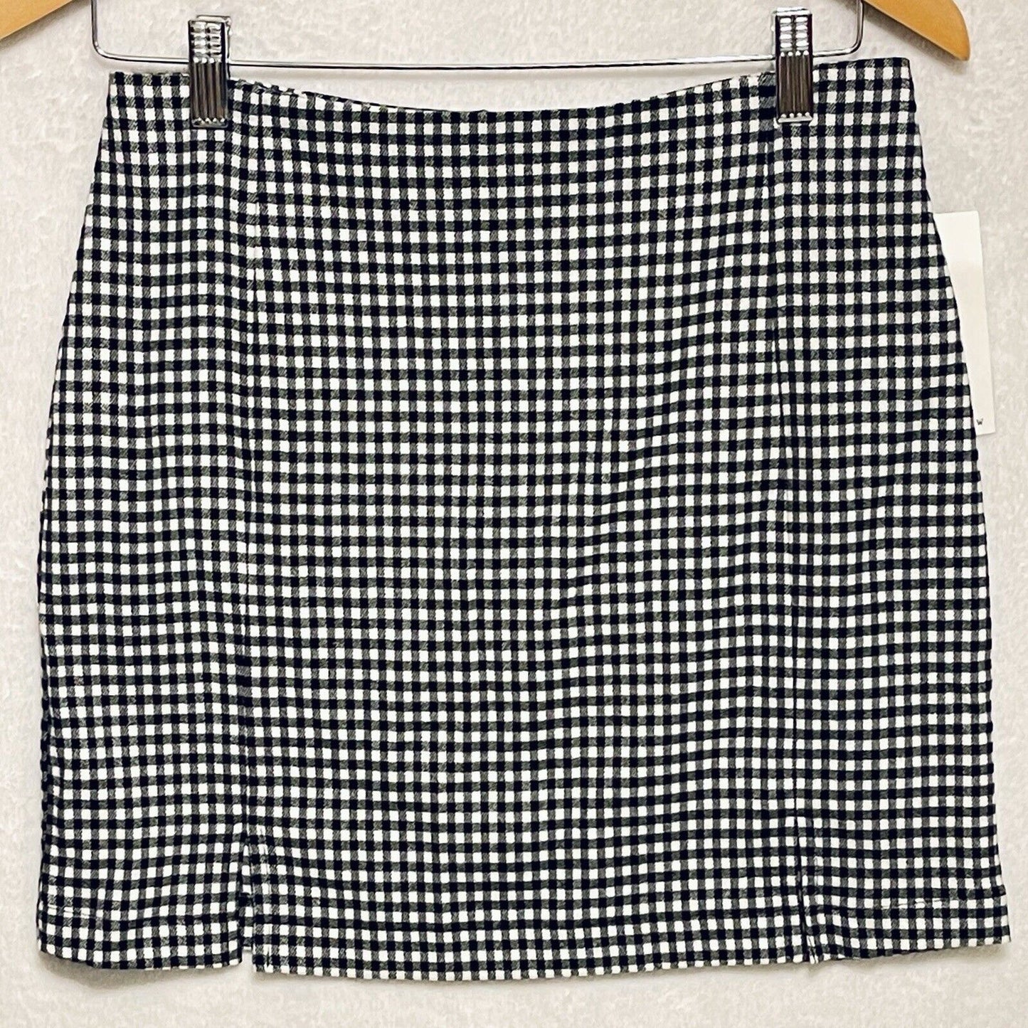 Eyeshadow New Black White Gingham Front Slits Pencil Mini Skirt Sz 8 Work School