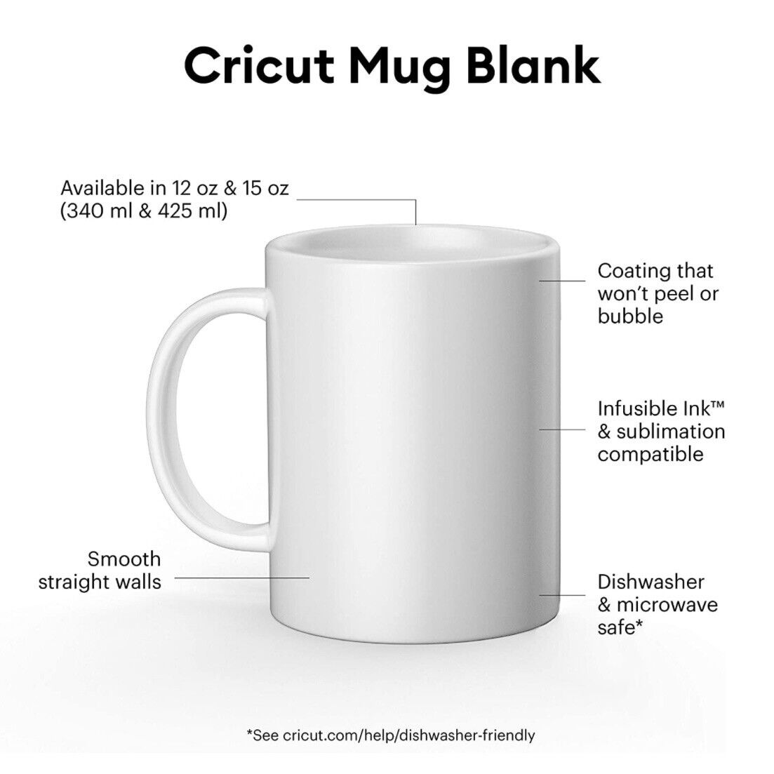 Cricut 6 Ct Ceramic Mug Blank 12 oz NEW White Sublimation Blanks for Mug Press