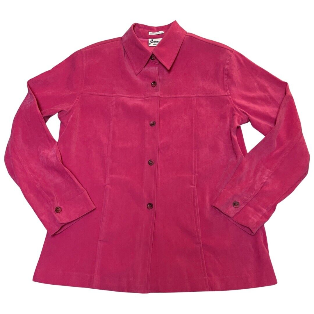 Joanna Petite Size M Hot Pink Jacket Shacket Shirt Womens PM Long Sleeve Top