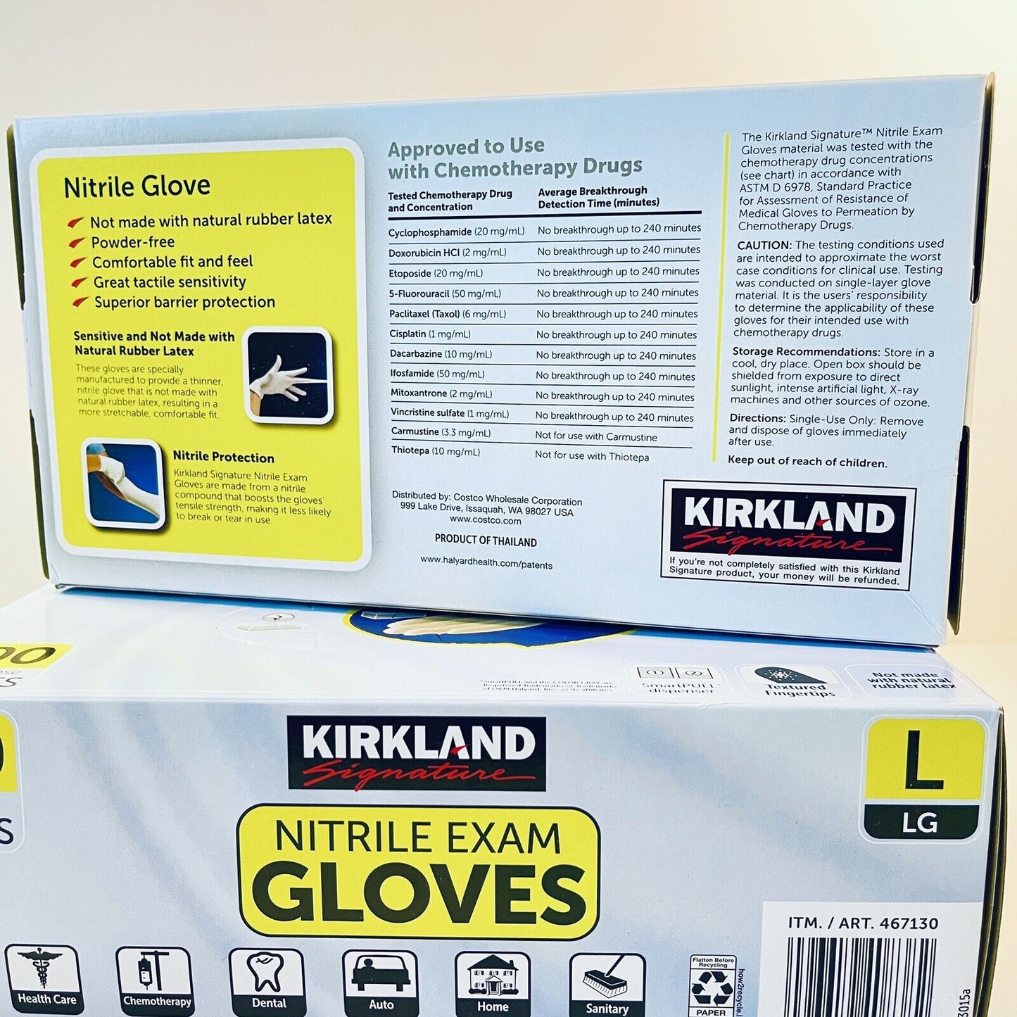 Kirkland Size L Nitrile Gloves 600 Ct Powder-Free Non-Latex Gloves Gray