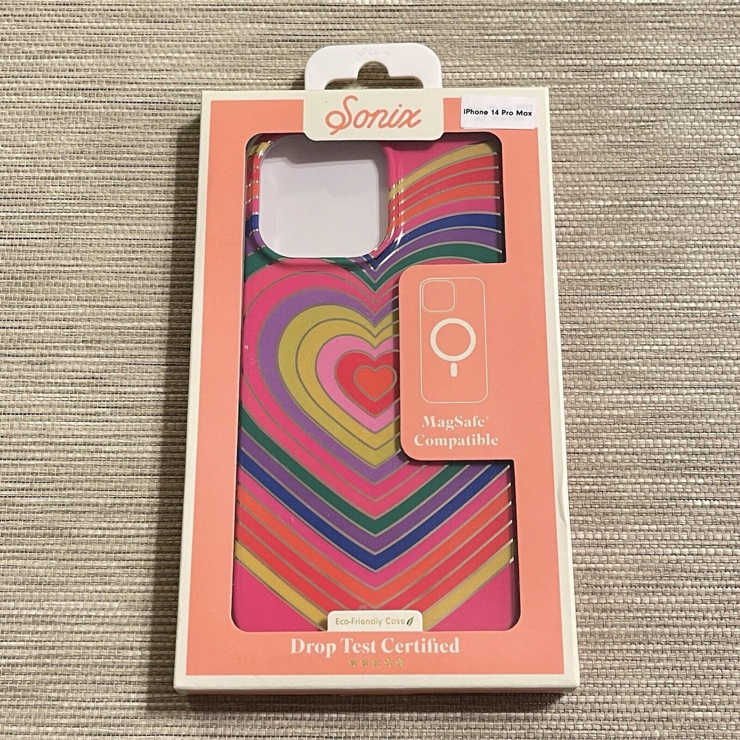Sonix Phone Case iPhone 14 Pro Max MagSafe 10ft Drop Tested Rainbow Hearts
